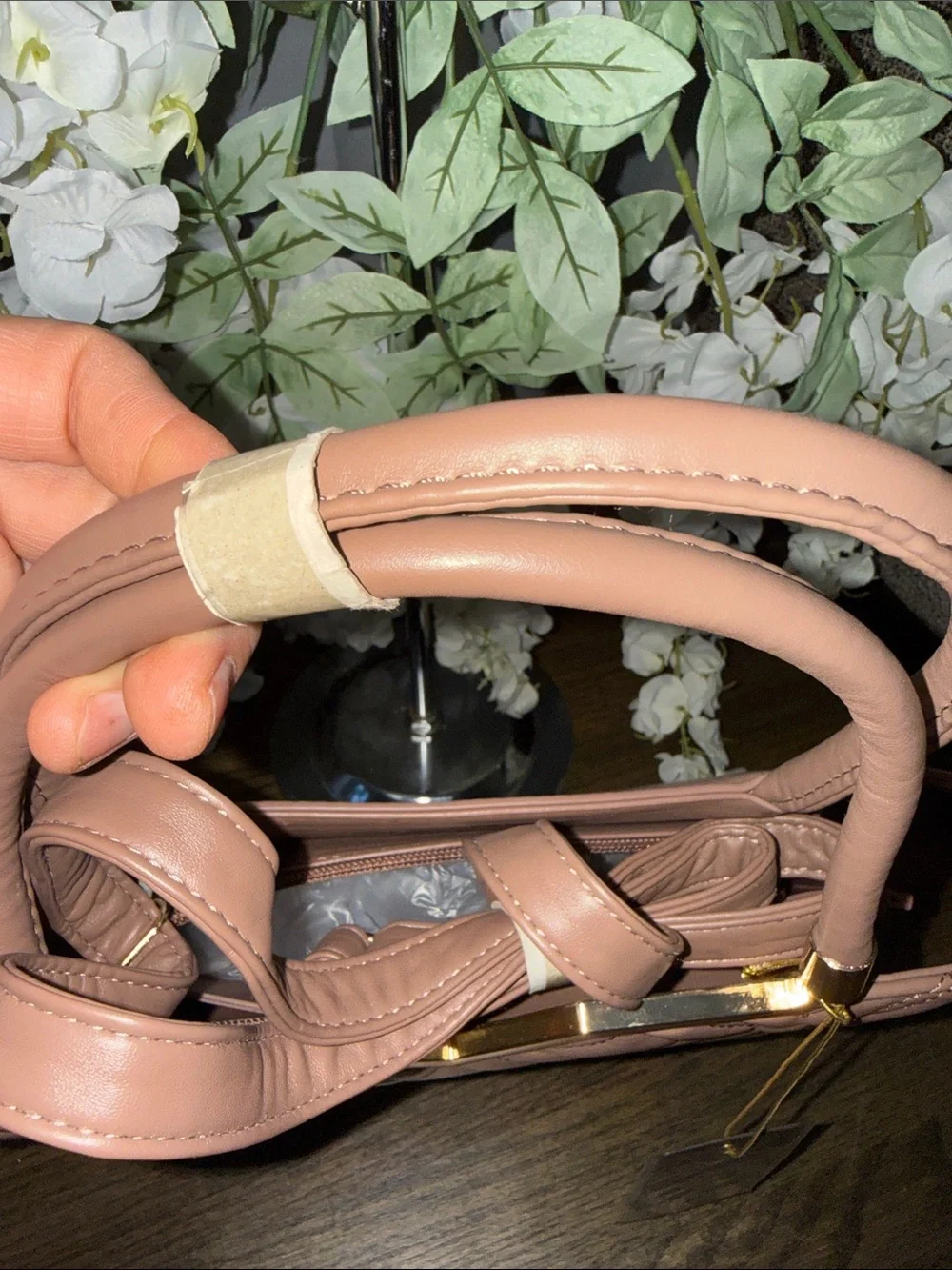 CROSSI NY Quilted Top-Handle Satchel and Crossbody in Dusty Pink